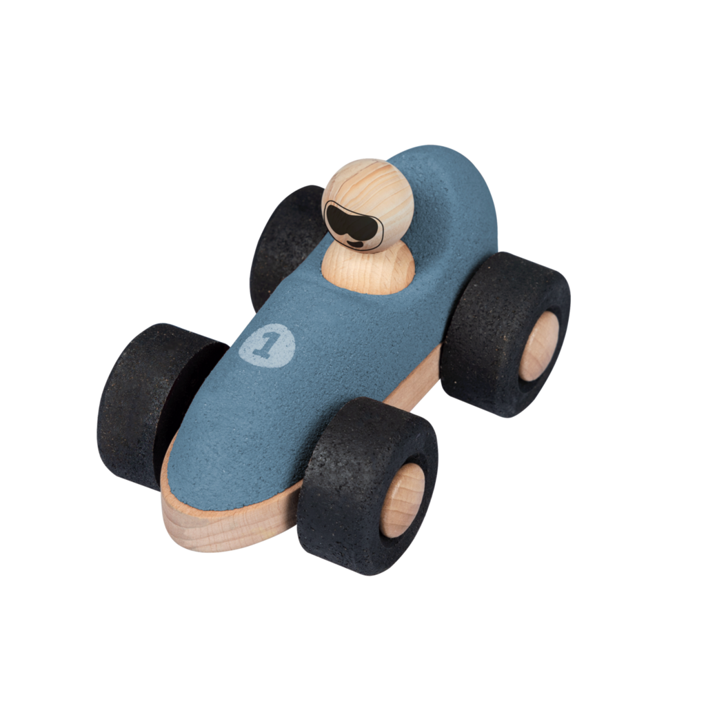 Coche de Arrastre de Madera y Corcho E-Cork Racer Azul - Imagen 3