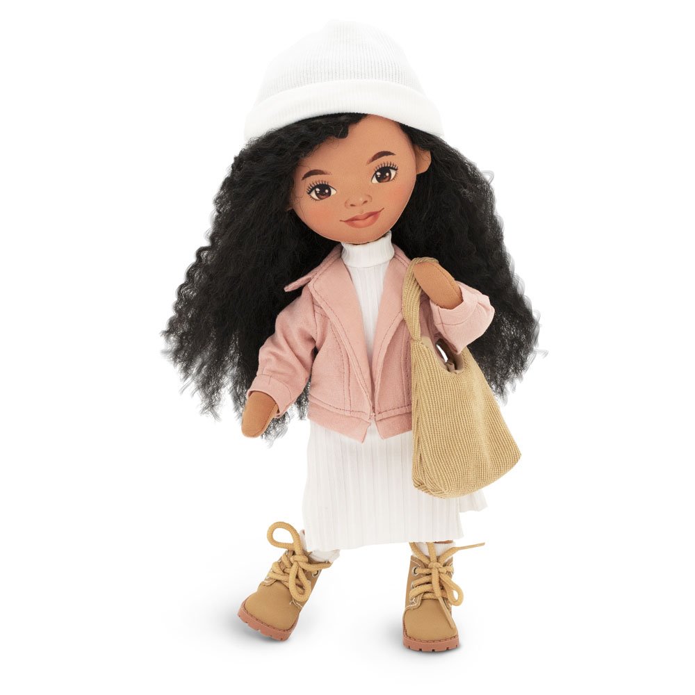 Muñeca de Tela Hecha a Mano Tina con Chaqueta Rosa (32 cm) - Imagen 2