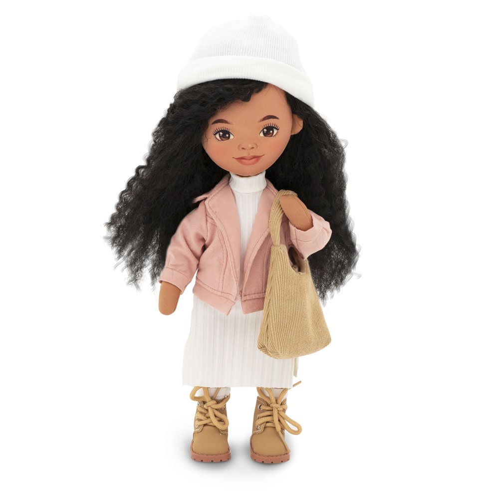 Muñeca de Tela Hecha a Mano Tina con Chaqueta Rosa (32 cm) - Imagen 3